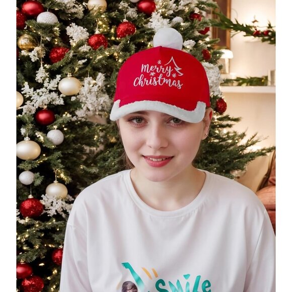 Merry Christmas Hat for Unisex Adults, Embroidered Adjustable Xmas Holiday Hat - Picture 3 of 7